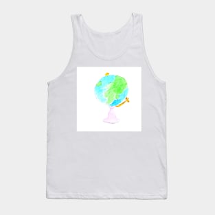 Globe. Back to school. Watercolor, art decoration, sketch. illustration hand drawn modern Tank Top